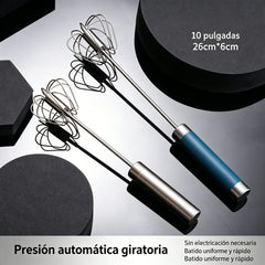【 Conjunto de 2 piezas】Batidor de huevos semiautomático de acero inoxidable