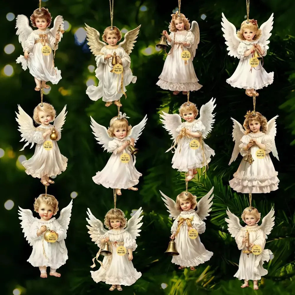 12 piezas👼 Colgante de Ángel Navideño para una Decoración Cálida y Encantadora