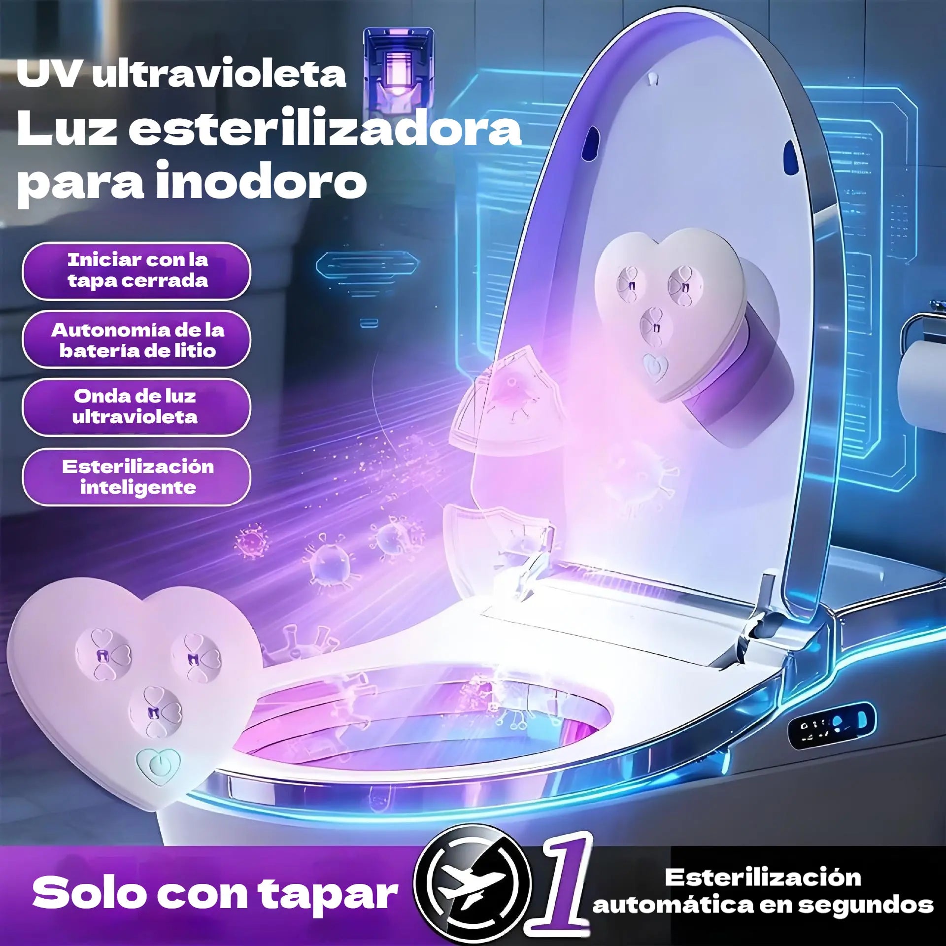 ✨🚽Lámpara de desinfección de inodoro UVC con sensor inteligente