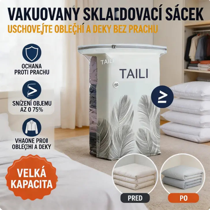 🧳【56*80 cm】【5dílná sada】💨 Velký, stlačitelný vakuový úložný sáček: není potřeba pumpička, nepropustný a ideální pro úsporu místa v kufrech i doma ✈️