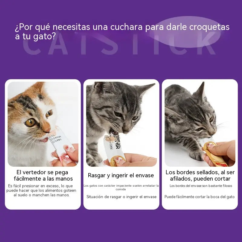 🔥💞Cuchara para alimentar gatos - Diseño de cuchara ancha tipo cuchara que se puede apretar con una sola mano.