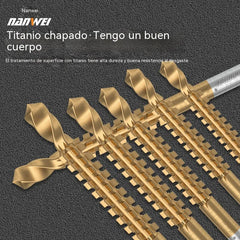 🛠️6 piezas por 27 euros ✨ Juego de brocas helicoidales: recubiertas de titanio, dentadas, aptas para múltiples materiales 🔩