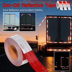 🚛【50mm*30m】🌙🔆Pegatinas reflectantes rojas y blancas, tiras reflectantes para camiones