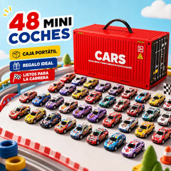 🏎️ ¡48 Mini Coches de Carreras en 1 Set! 🎁 Súper Pack de Gran Valor para Niños de 3+ Años