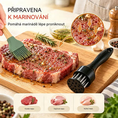 21bodová jehla na změkčování masa z nerezové oceli na steaky, grilování a vaření.