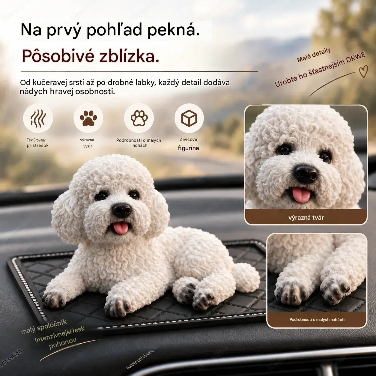 🐶✨Ozdoba na auto v tvare pudla: najroztomilejšie vylepšenie palubnej dosky