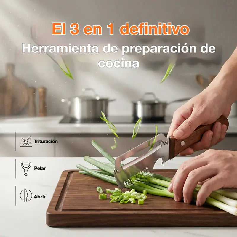 ✅【¡Compra 2 y llévate 2 gratis!】🧅🔪 Pelador de cocina multifuncional 3 en 1: ¡Pela, corta y abre tapones de botellas! 🔥