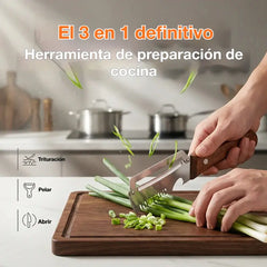 ✅【¡Compra 2 y llévate 2 gratis!】🧅🔪 Pelador de cocina multifuncional 3 en 1: ¡Pela, corta y abre tapones de botellas! 🔥
