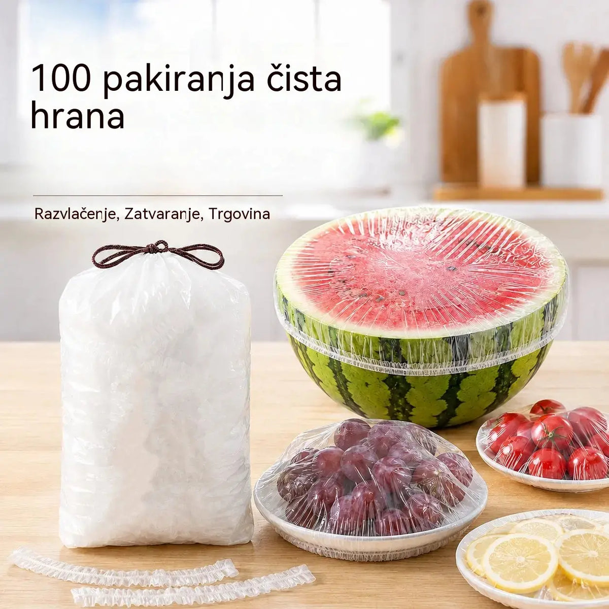 【200 komada】Prozirna folija za jednokratnu upotrebu, idealna za posude i hranu. Savršeno pristaje, dobro brtvljenje i jednostavna je za korištenje.