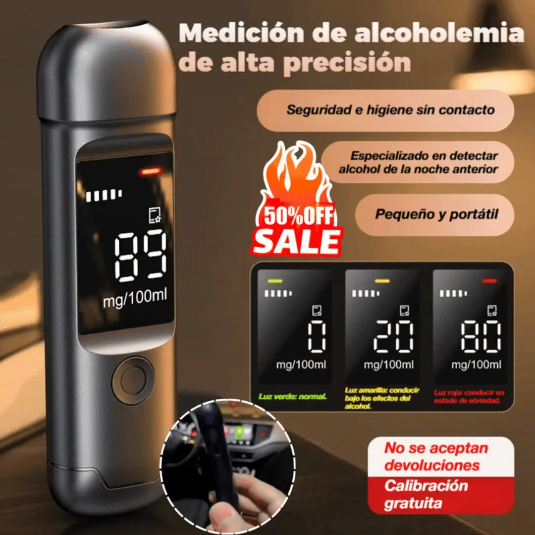 🍷 Medidor de alcohol portátil de alta precisión – Mide tu nivel antes de conducir