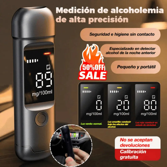 🍷 Medidor de alcohol portátil de alta precisión – Mide tu nivel antes de conducir