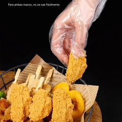 🥒【200 piezas】✨Guantes desechables transparentes y gruesos aptos para uso alimentario