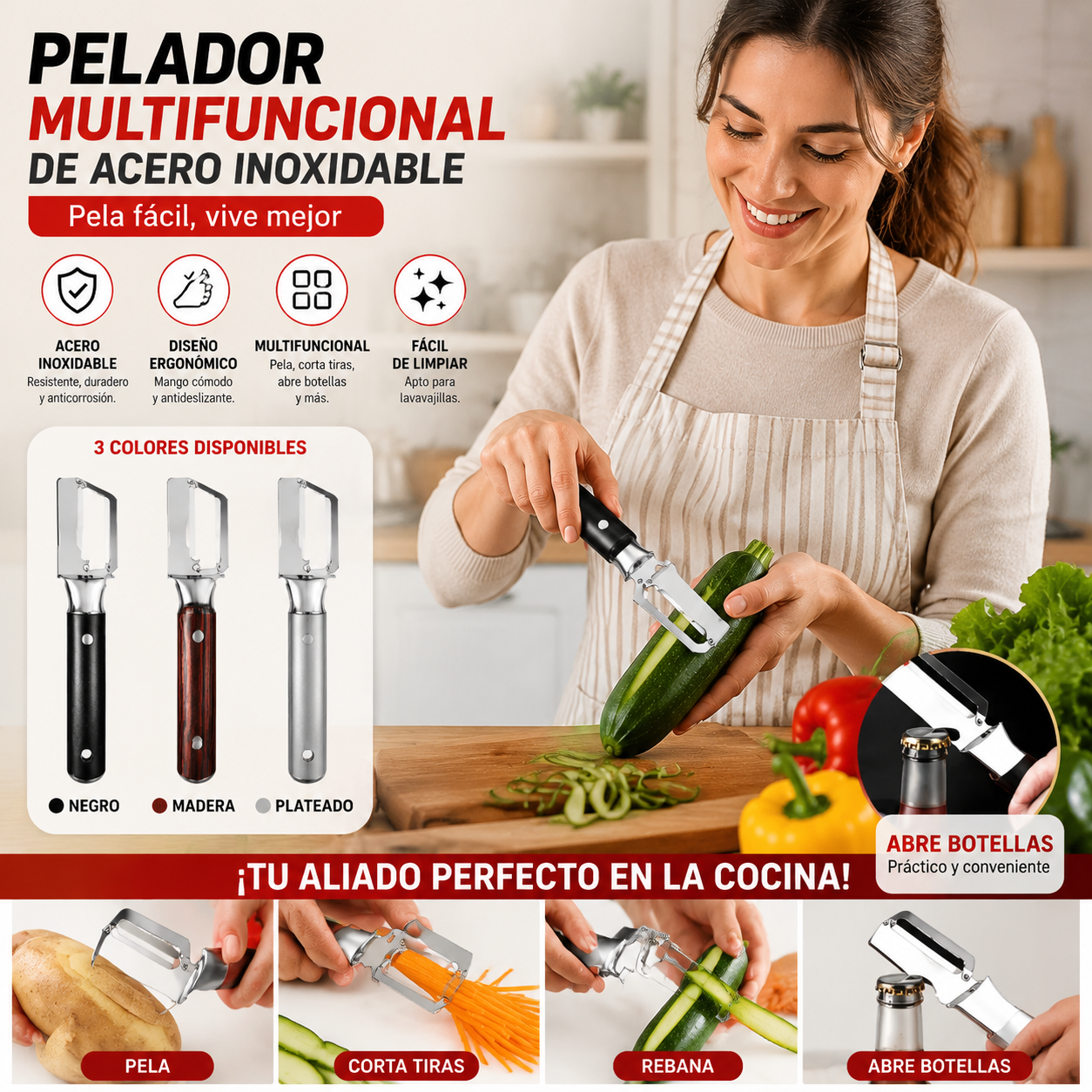 💥Compra uno y llévate otro gratis💥🔪Pelador multifuncional de acero inoxidable🧅