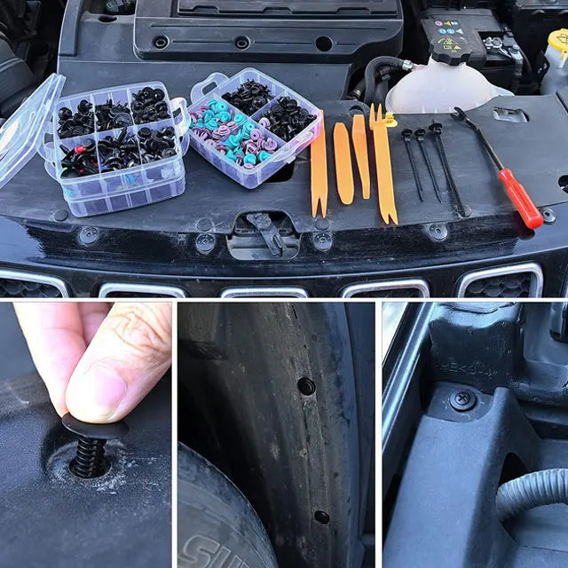🚗🔧 Kit de 680 Piezas para Coche + Herramientas, Clips, Tornillos y Bridas de Nailon para Parachoques y Guardabarros, ¡Todo en Uno y Súper Completo!