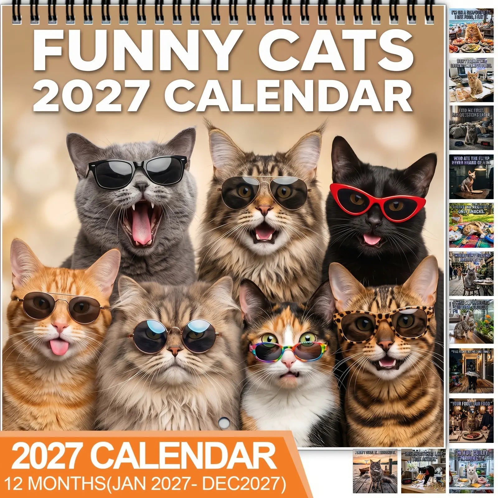 🏆🥳 50% DE DESCUENTO 🗓️🐱 Calendario de emojis de gatos 2027: humor diario y datos curiosos, se puede colgar directamente en la pared ✨