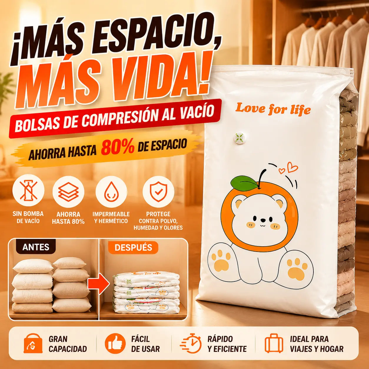 ✨🗃️ 5 artículos por 30 euros 💨 Bolsa de almacenamiento al vacío grande y compresible: no requiere bomba, es a prueba de fugas e ideal para ahorrar espacio en maletas y en casa ✈️