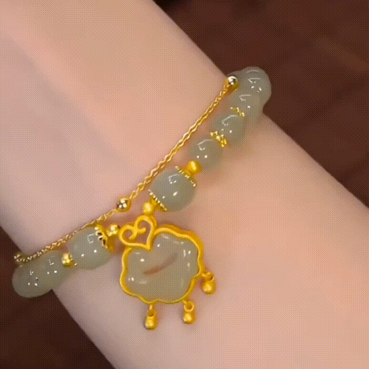 ✨【Compre uno y llévese otro gratis】Nueva pulsera de jade hetiano en oro de 14 quilates
