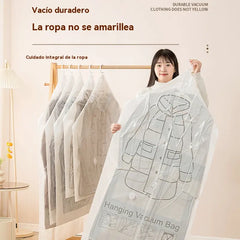 🔥🧥 Bolsa de almacenamiento al vacío para colgar chaquetas – Ahorra espacio, protege ropa de plumas y abrigos, con cierre lateral y extracción de aire fácil 💨✨