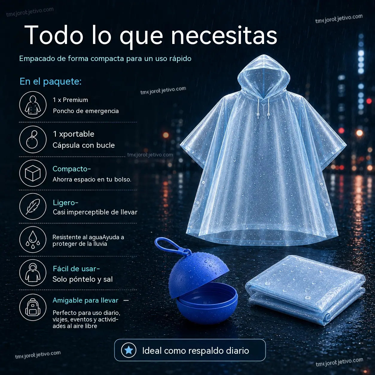 🌧️ Chubasquero Mini de Emergencia｜¡Llévalo Siempre Contigo! ☔2 bolas de lluvia+ 10 impermeables de repuesto✨