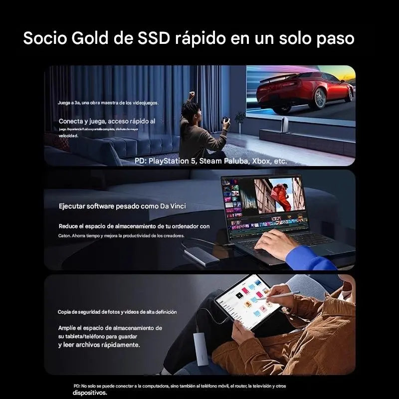 📣【SSD externo pequeño】💫Alta velocidad de transferencia, diseño compacto, ligero, resistente a golpes, estable