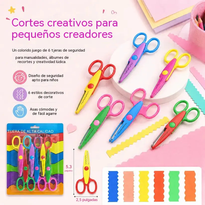 ✂️【6 artículos por 24 euros】🌈Juego de tijeras de arte seguras para niños, ideales para manualidades y álbumes de recortes.Juego de tijeras de arte seguras para niños, ideales para manualidades y álbumes de recortes.