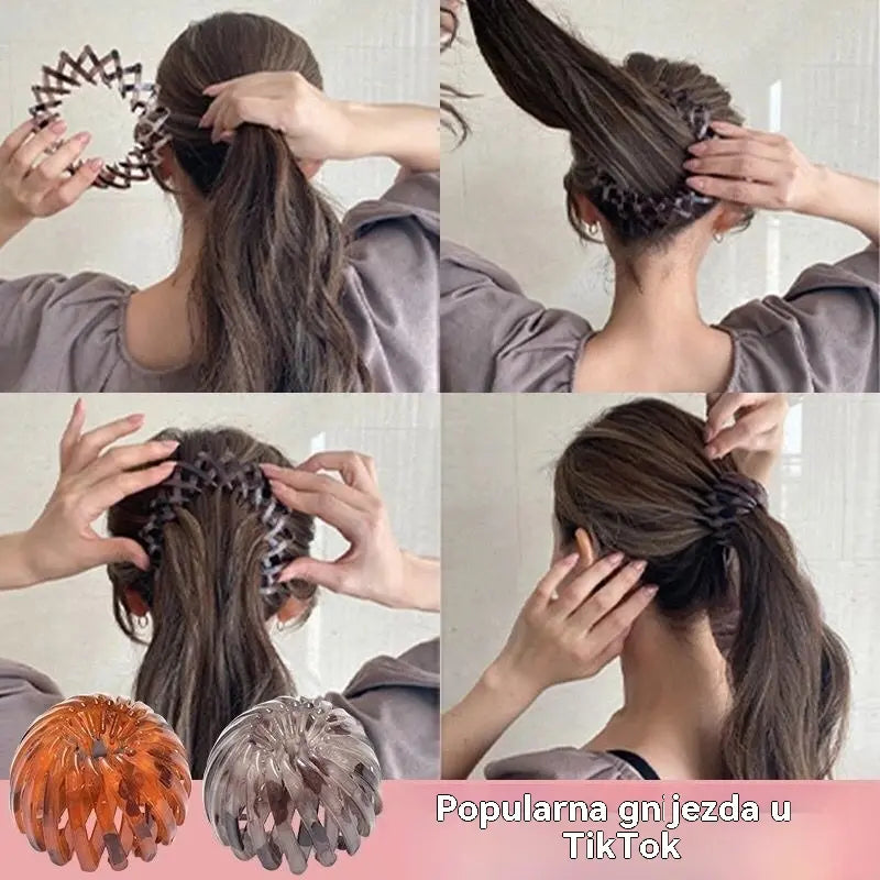 【7 komada】🎀 Nove kopče za kosu u obliku ptičjeg gnijezda: Čvrsto drže visoke repove i elegantne punđe, trenutačno revitalizirajući vaš izgled.