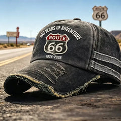Gorra de béisbol retro ajustable de la Ruta 66, la elección perfecta para los entusiastas del ciclismo.
