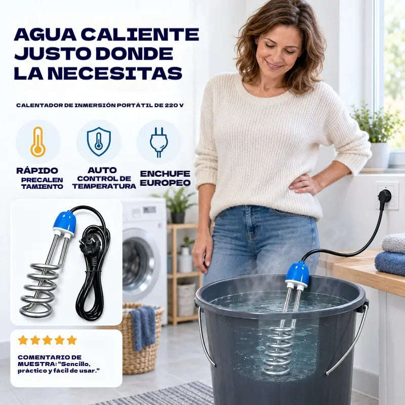 ♨️【Apagado automático】 Calentador de agua eléctrico de inmersión en espiral de acero inoxidable