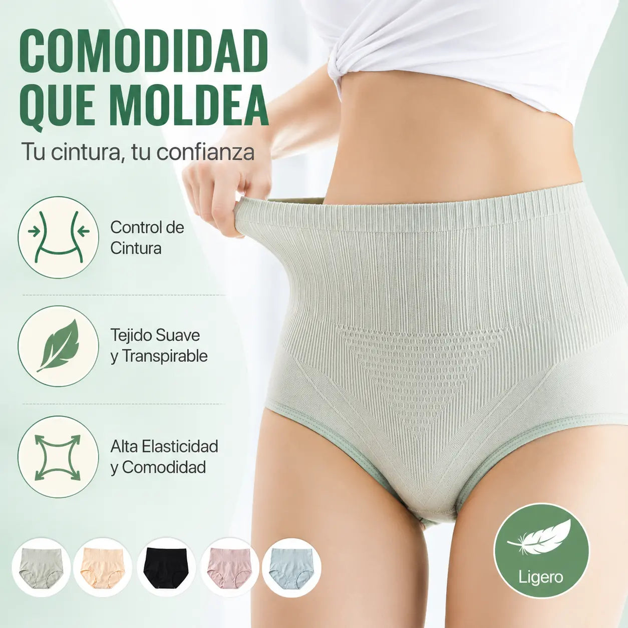 Último día con 50 % de descuento:【Compre 7 y obtenga 7 gratis】 bragas antibacterianas impermeables de cintura alta