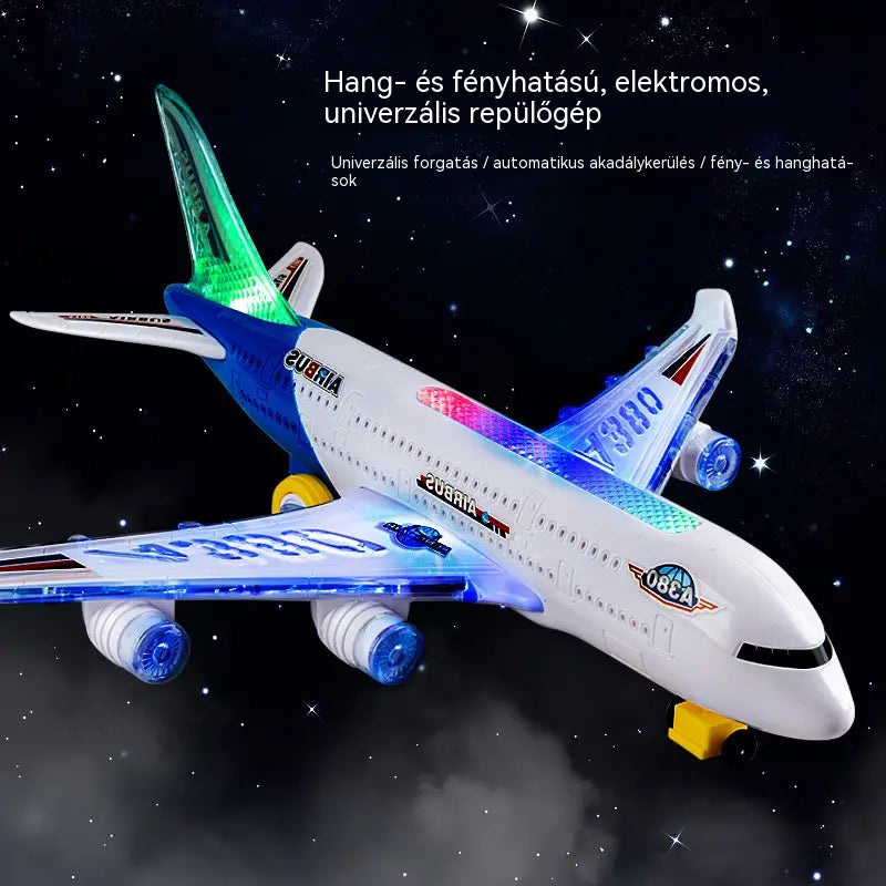 🥳🔥 Féláras ajánlat! 📣✈️ Méretarányos elektromos repülőgép modell, valósághű motorhangokkal és villogó LED lámpákkal felszerelve.