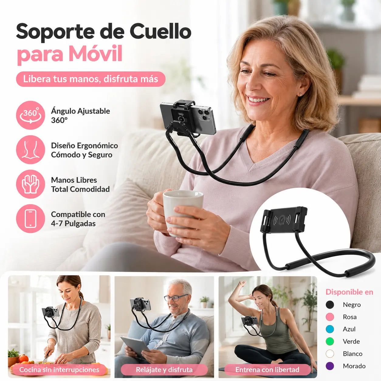 📱😌【¡Último día, 50% de descuento!】Soporte multifuncional para teléfono con banda para el cuello