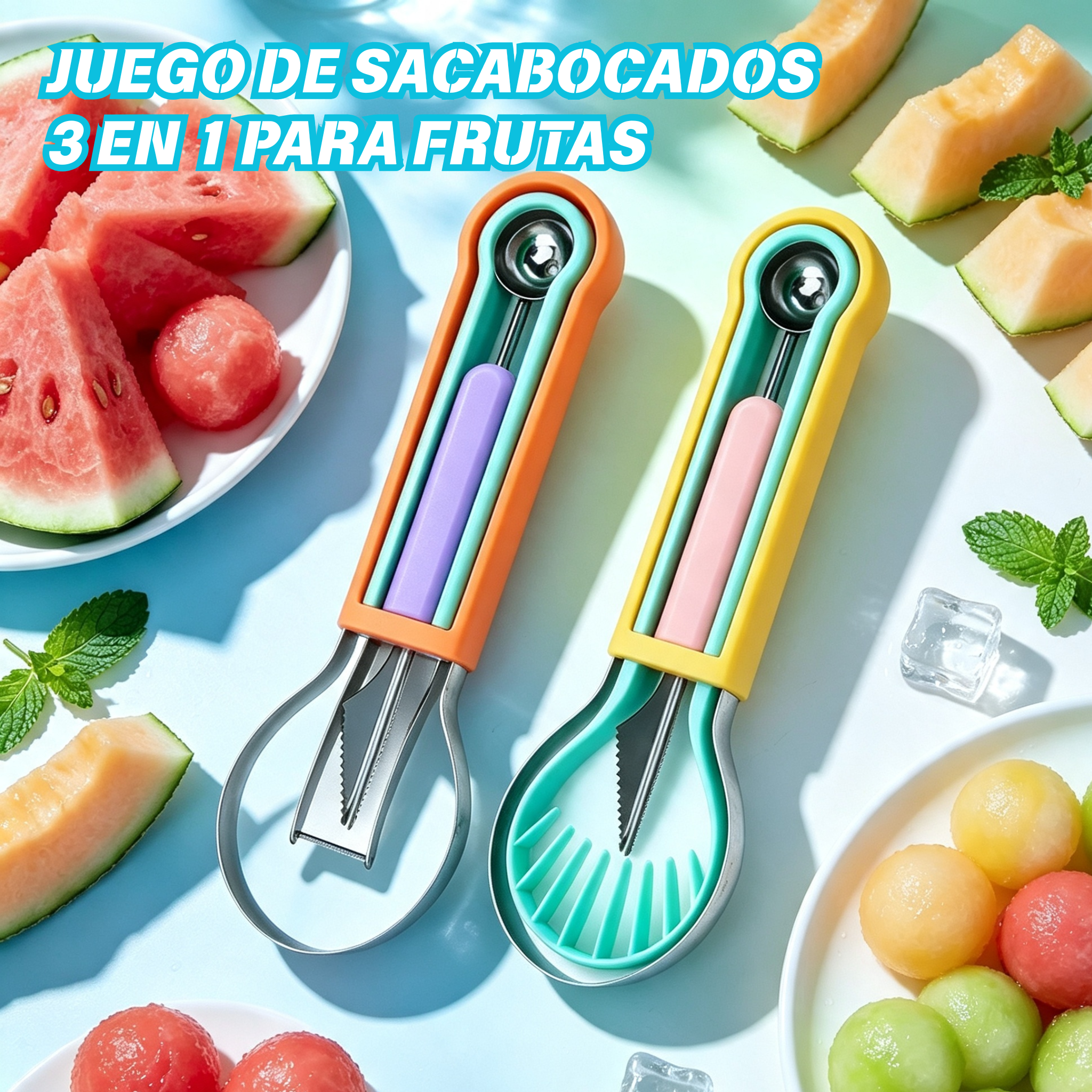 🍉🔥 Juego de sacabolas de fruta 3 en 1: una herramienta de cocina práctica ✨