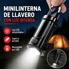 🔦🌙 Linterna LED Potente Multifunción con Luz Lateral, 3 Modos, Batería Externa y Carcasa Metálica Resistente, ¡Ideal para Camping, Trabajo y Emergencias!