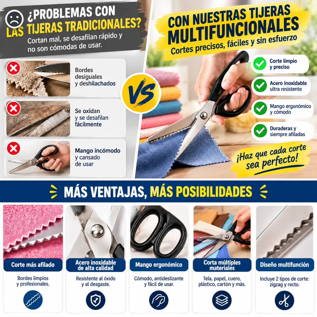 ✂️【Compra 1 y llévate 1 gratis】 🧵 Corta varias capas sin fatiga en las manos: tijeras de zig-zag de acero inoxidable de alta calidad. Diseño ergonómico con empuñadura suave. Envío gratuito al Reino Unido.