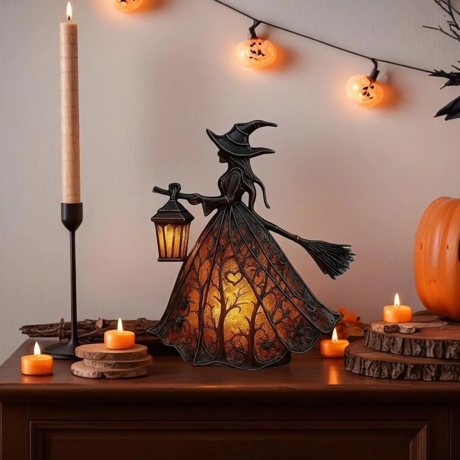 🧙‍♀️Lámpara de bruja, una decoración de linterna gótica espeluznante, un adorno de lámpara de mesa único, una luz de noche con patas, adecuada para el hogar, el porche, la oficina y la decoración de fiestas.