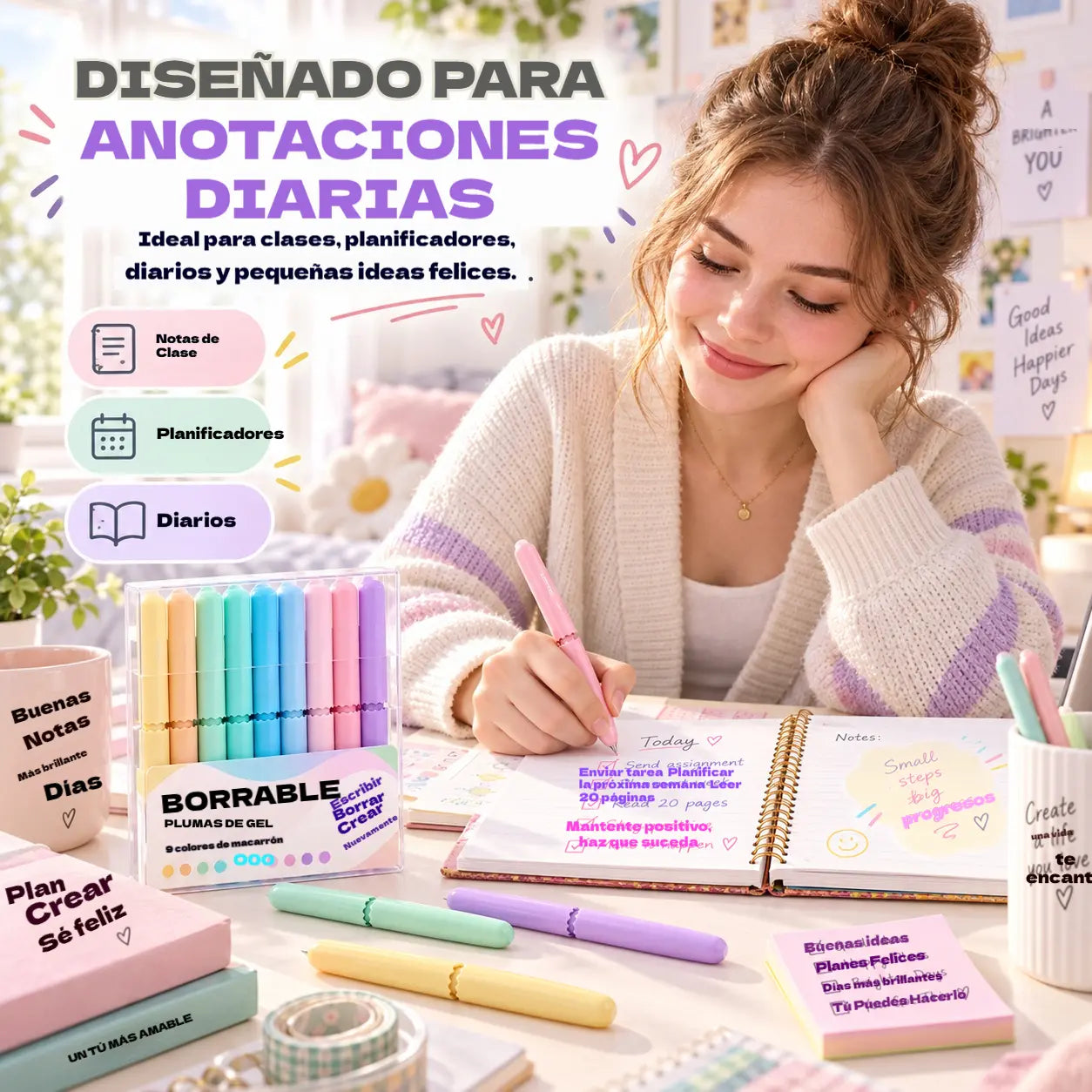 🖊️ ¡50% de descuento! Bolígrafos de tinta borrable: 9 colores vibrantes, escritura fluida, diseño retráctil. Incluye una caja de almacenamiento, ¡ideal para tomar notas y escribir en un diario! ✨🌈