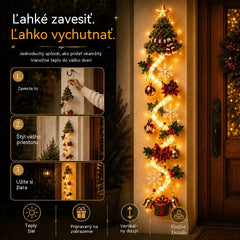 🎄 Vianočná svietiaca dekorácia na dvere MerryCascade | 6 slávnostných dizajnov, teplé svetlo, 3D detaily a priestorovo úsporný vertikálny dizajn ✨