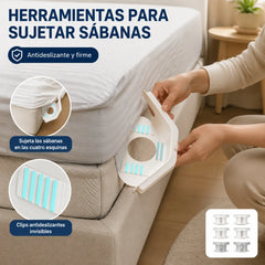 [4 piezas]🧵🏠Sujetadores Invisibles para Sábanas – Sin Agujas, Antideslizantes y Fáciles de Usar