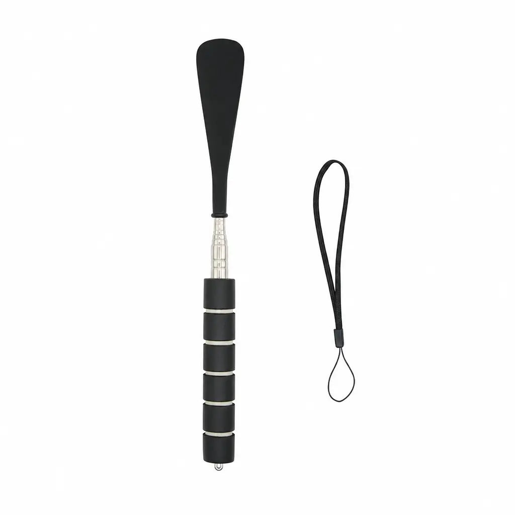 👞 Calzador telescópico: fabricado en acero inoxidable, de 70 cm de largo, con mango de espuma suave. ¡No hace falta agacharse demasiado; calzarse es fácil y sin esfuerzo! ✨💪