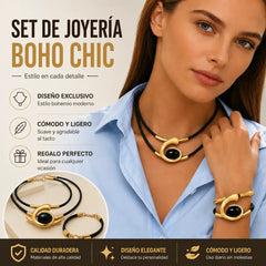 ✨🔥【Compra uno y llévate otro gratis】Conjunto de collar y pulsera de piedras preciosas de estilo bohemio