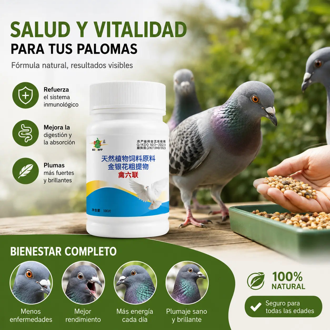 🔥50%OFF【✨Compra 1 y llévate 1 gratis】2 juegos por 25 euros🔥🕊️🕊️100 comprimidos, medicamento especial para palomas mensajeras, tratamiento 6 en 1 para palomas: ¡curación rápida, resultados significativos!
