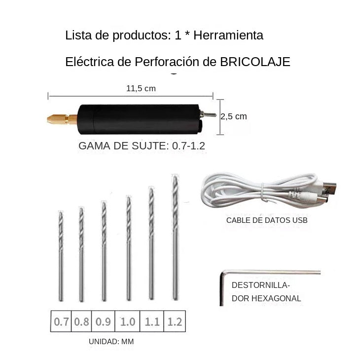 🏆Mini taladro manual eléctrico USB, mini amoladora eléctrica DIY