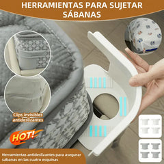 [4 piezas]🧵🏠Sujetadores Invisibles para Sábanas – Sin Agujas, Antideslizantes y Fáciles de Usar