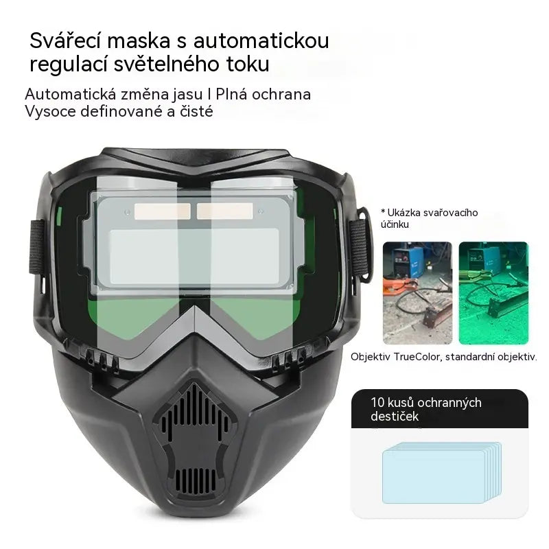 Plně automatická svářečská kukla s přepínáním světel a ochrannou maskou na hlavu pro svářeče