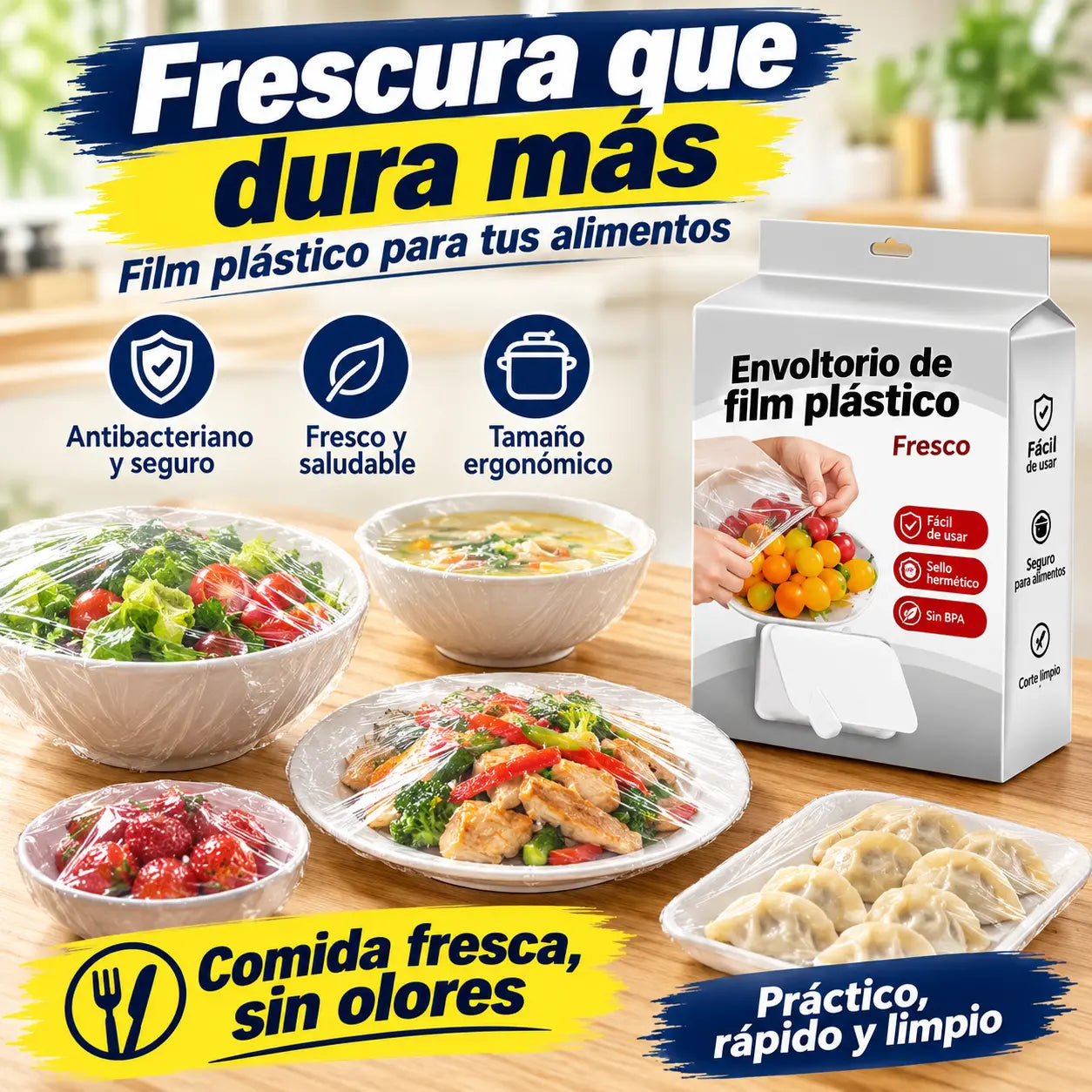 🔥【Oferta especial de último día: 50% de descuento】✨500 envoltorios de plástico reutilizables y flexibles aptos para alimentos
