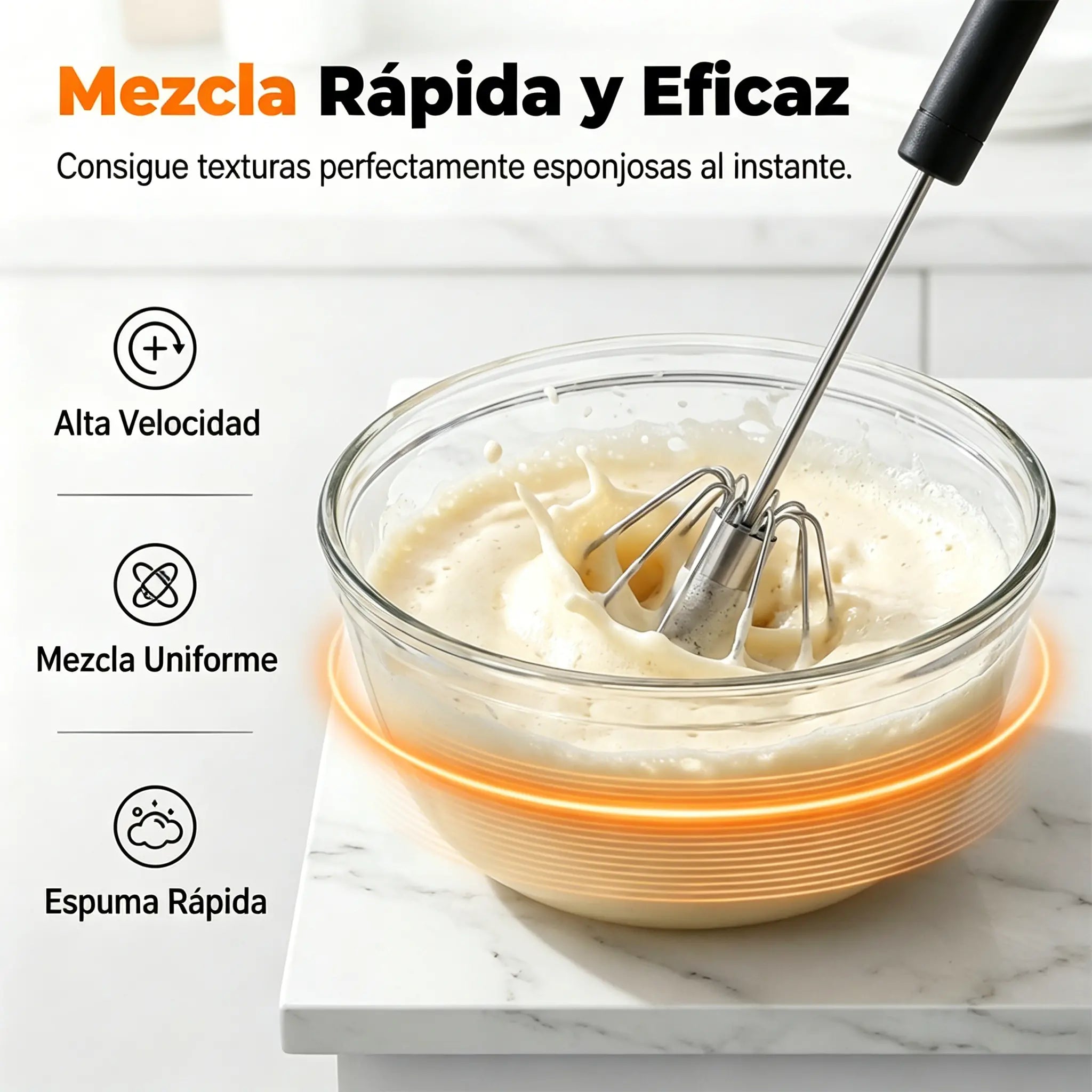 【 Conjunto de 2 piezas】Batidor de huevos semiautomático de acero inoxidable