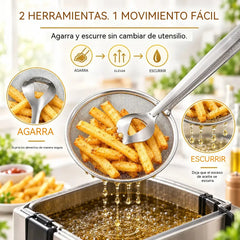 🕷️ Pinzas de Cocina 2 en 1 para Freír y Escurrir