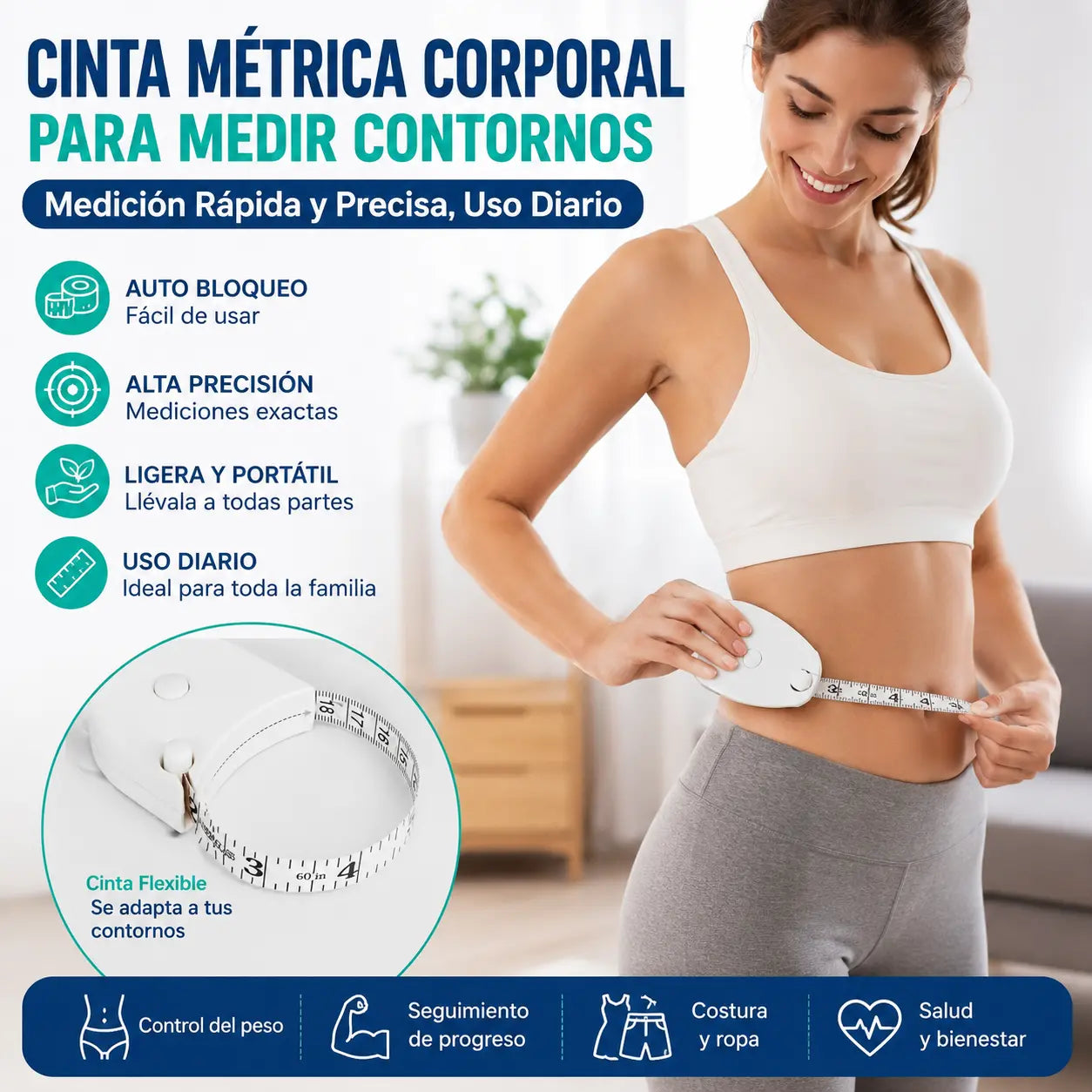 📏✨【Compra 1 y llévate 2 gratis】 Cinta métrica corporal para medir contornos | Medición Rápida y Precisa, Uso Diario【¡Solo 3.3€ por pieza!】