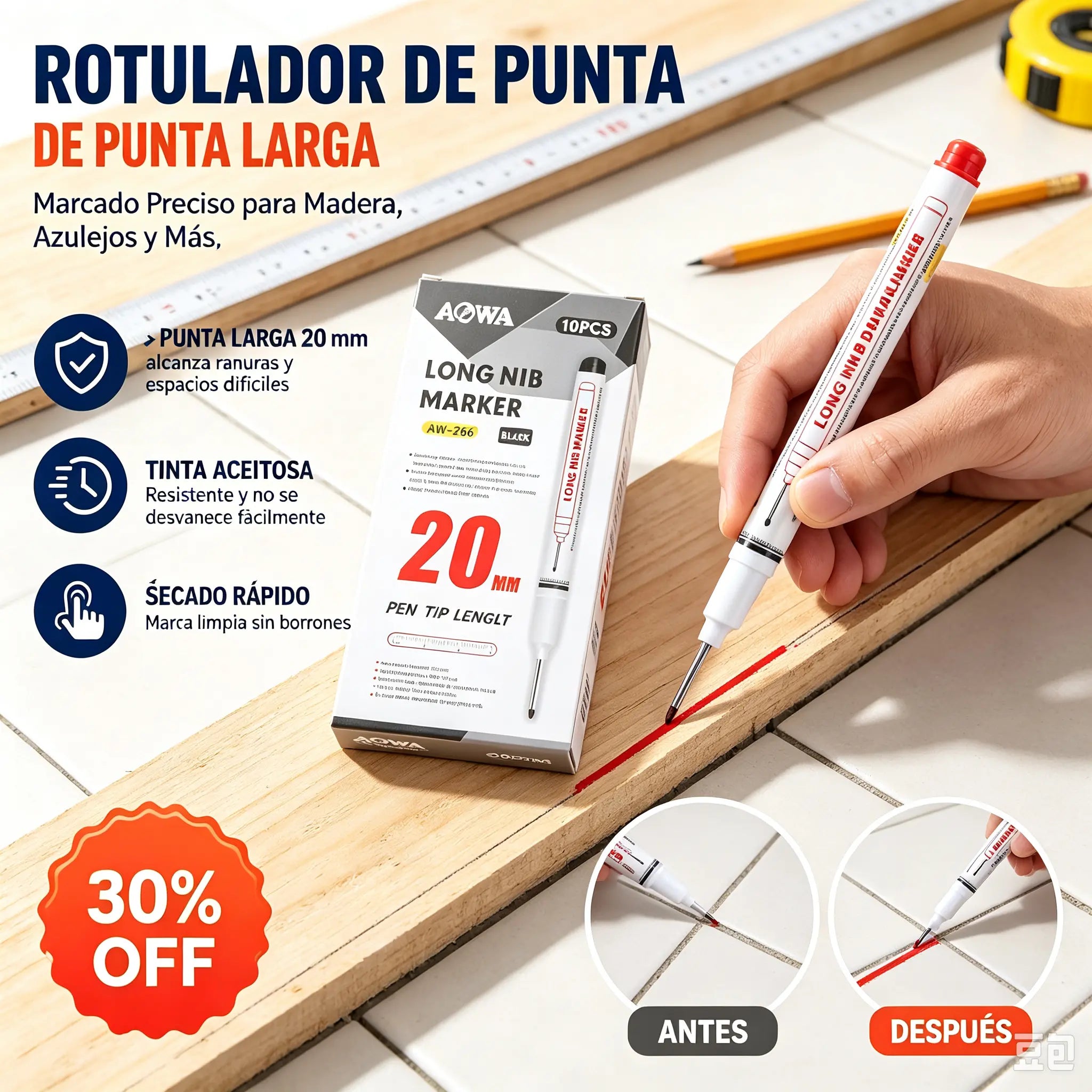 🤩Oferta especial de último día🔥【Paquete de 10】✨Rotuladores de precisión de secado rápido a base de aceite, resistentes al agua, aptos para madera, metal, etc.
