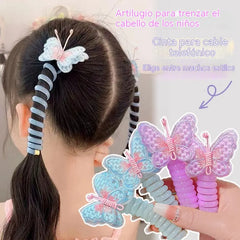 🦋【10 artículos por 25 euros】Goma para el pelo infantil con forma de mariposa y cordón telefónico, de alta elasticidad, no daña el cabello.